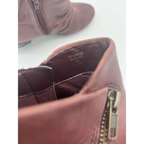 Earth‎ Pegasus Ankle Boot Women's 7B Merlot Red Leather Comfort Side Zip - Picture 9 of 11